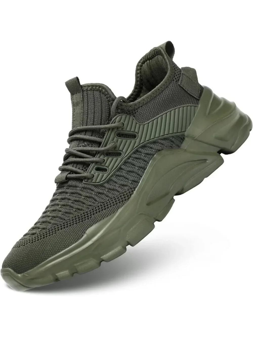 Men's Green Lightweight Non Slip Resistant Athletic Sports Walking Sneakers